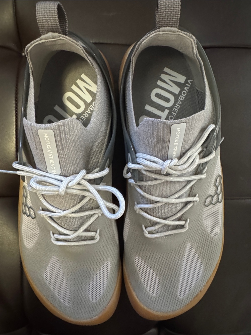 New never worn Vivo Barefoot Gray Knit Sneakers with Gum Sole